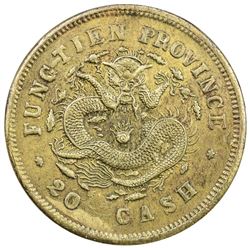 FENGTIEN: Kuang Hsu, 1875-1908, brass 20 cash, CD1904. EF