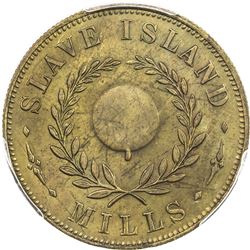 CEYLON: brass token, 1876. PCGS MS64