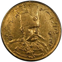 IRAN: Muzaffar al-Din Shah, 1896-1907, AV toman, Tehran, AH1318. PCGS MS61