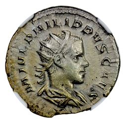 ROMAN EMPIRE: Philip II, as Caesar, 247-249 AD, AR antoninianus (4.26g). NGC AU