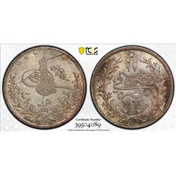 EGYPT: Abdul Hamid II, 1876-1909, AR qirsh, Misr, AH1293 year 27. PCGS MS66