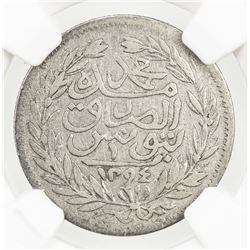 TUNIS: Abdul Hamid II, 1876-1882, AR piastre, AH1294. NGC VF25