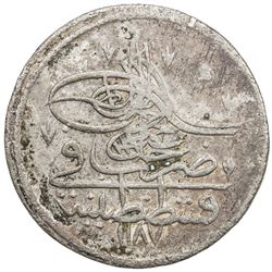 TURKEY: Abdul Hamid I, 1774-1789, AR 20 para (9.48g), Kostantiniye, AH1187 year 2. VF-EF