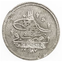 TURKEY: Abdul Hamid I, 1774-1789, AR piastre, Kostantiniye, AH1187 year 2. EF