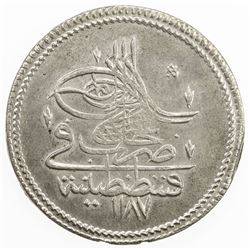 TURKEY: Abdul Hamid I, 1774-1789, AR piastre, Kostantiniye, AH1187 year 6. AU
