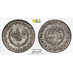 TURKEY: Mahmud II, 1808-1839, AR 20 para, Kostantiniye, AH1223 year 30. PCGS MS65