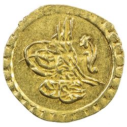 TURKEY: Mahmud II, 1808-1839, AV rubiye (0.79g), Kostantiniye, AH1223 year 2. AU