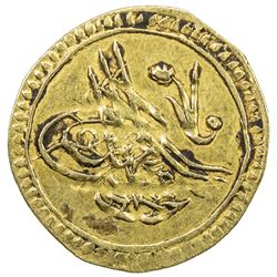 TURKEY: Mahmud II, 1808-1839, AV rubiye (0.78g), Kostantiniye, AH1223 year 4. VF