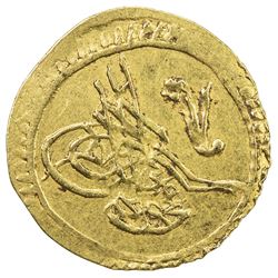 TURKEY: Mahmud II, 1808-1839, AV rubiye (0.79g), Kostantiniye, AH1223 year 5. VF-EF