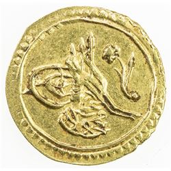 TURKEY: Mahmud II, 1808-1839, AV rubiye (0.78g), Kostantiniye, AH1223 year 3. AU