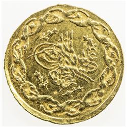 TURKEY: Mahmud II, 1808-1839, AV 1/2 cedid mahmudiye (0.79g), Kostantiniye, AH1223 year 32. EF-AU