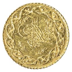 TURKEY: Mahmud II, 1808-1839, AV mahmudiye (1.61g), Kostantiniye, AH1223 year 28. UNC