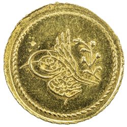 TURKEY: Abdul Mejid, 1839-1861, AV 1/2 memduhiye (0.77g), Kostantiniye, AH1255 year 1. UNC