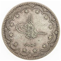 TURKEY: Murad V, 1876, AR 20 kurush, Kostantiniye, AH1293 year 1. F-VF