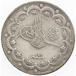 TURKEY: Mehmet V, 1909-1918, AR 10 kurush, Kostantiniye, AH1327 year 10. F-VF