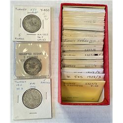 TURKEY: Mehmet V, 1909-1918, LOT of 37 five kurush coins