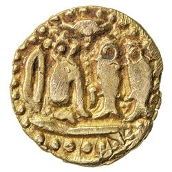 CHOLAS OF TANJORE: Uttama Chola, 973 and later, AV 1/8 kahavanu (0.47g). EF