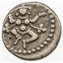 MYSORE: Krishna Raja Wodeyar, 1799-1868, AR 1/4 rupee (2.82g), Mahisur (Mysore), AH1214 (sic). VF-EF