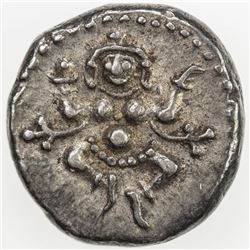 MYSORE: Krishna Raja Wodeyar, 1799-1868, AR 1/4 rupee (2.89g), Mahisur (Mysore), AH1247. EF