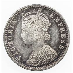 BRITISH INDIA: Victoria, Empress, 1876-1901, AR 1/4 rupee, 1888-B. AU