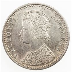 BRITISH INDIA: Victoria, Empress, 1876-1901, AR 1/4 rupee, 1889-B. EF-AU