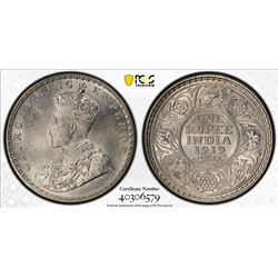BRITISH INDIA: George V, 1910-1936, AR rupee, 1919(c). PCGS MS64