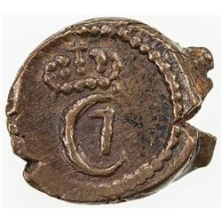 TRANQUEBAR: Christian VII, 1766-1808, AE 1 kas (0.58g), 1780. EF