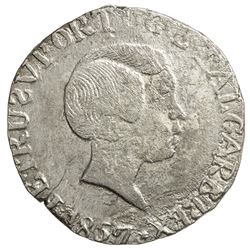 GOA: Pedro V, 1853-1861, AR rupia (10.91g), 1857. EF