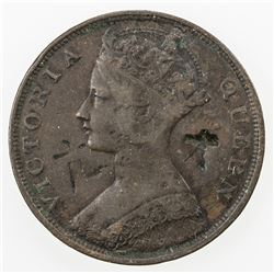 CHOPMARKED COINS: HONG KONG: Victoria, 1840-1901, AE cent, 1863. VF