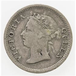 CHOPMARKED COINS: HONG KONG: Victoria, 1840-1901, AR 5 cents, 1888. F
