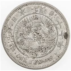 CHOPMARKED COINS: JAPAN: Meiji, 1868-1912, AR yen, year 17 (1884). VF