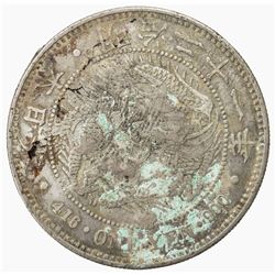 CHOPMARKED COINS: JAPAN: Meiji, 1868-1912, AR yen, year 21 (1888). VF