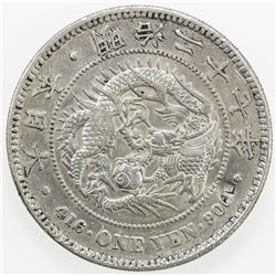 CHOPMARKED COINS: JAPAN: Meiji, 1868-1912, AR yen, year 27 (1894). VF