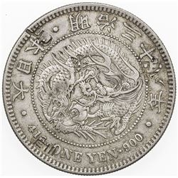 CHOPMARKED COINS: JAPAN: Meiji, 1868-1912, AR yen, year 38 (1905). VF-EF