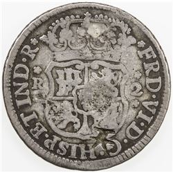 CHOPMARKED COINS: MEXICO: Fernando VI, 1746-1759, AR 2 reales, 1750-Mo. F