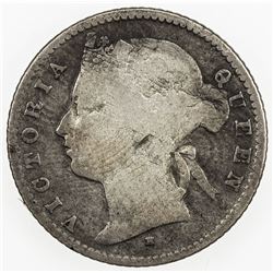 CHOPMARKED COINS: STRAITS SETTLEMENTS: Victoria, 1867-1901, AR 10 cents, 1879-H. F