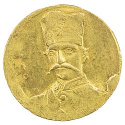 IRAN: Nasir al-Din Shah, 1848-1896, AV 5000 dinars (1.46g), Tehran, AH1305. EF-AU