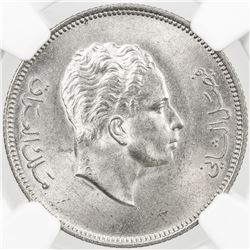 IRAQ: Faisal II, 1939-1958, AR 50 fils, 1955/AH1375. NGC MS64