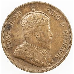 STRAITS SETTLEMENTS: Edward VII, 1901-1910, AE cent, 1908. AU