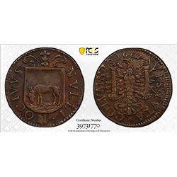 BESANCON: AE jeton, 1667. PCGS EF