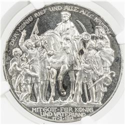 PRUSSIA: Wilhelm II, 1888-1918, AR 3 mark, 1913-A. NGC PF62