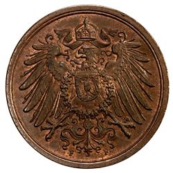 GERMANY: Wilhelm II, 1888-1918, AE 2 pfennig, 1907-F