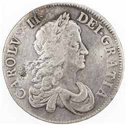 ENGLAND: Charles II, 1660-1685, AR crown, 1670. F