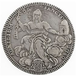 PAPAL STATES: Pius VI, 1775-1799, AR scudo, 1780 year VI. F