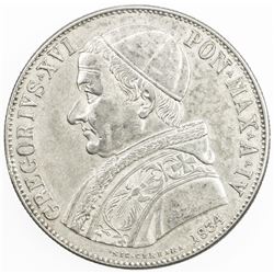 PAPAL STATES: Gregory XVI, 1831-1846, AR scudo, 1834-IV-R. EF
