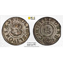 LIVONIA: Christina, of Sweden, 1632-1654, AR solidus, Riga, 1648. PCGS MS63