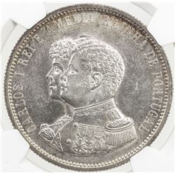 PORTUGAL: Carlos I, 1889-1908, AR 1000 reis, 1898. NGC MS62