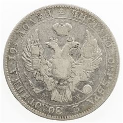 RUSSIA: Nicholas I, 1825-1855, AR poltina, 1842-MW. VF