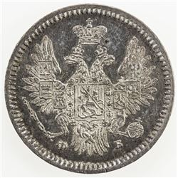 RUSSIA: Alexander II, 1855-1881, AR 5 kopek, 1858-SPB. EF