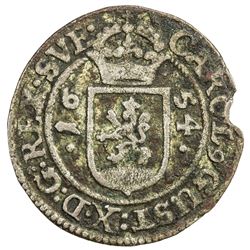 SWEDEN: Karl X Gustaf, 1654-1660, BI ore (1.02g), 1654. F-VF